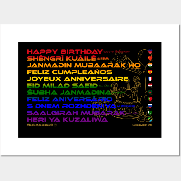 HAPPY BIRTHDAY: Say ¿Qué? Top Ten Spoken (World)  (Rainbow) Wall Art by Village Values